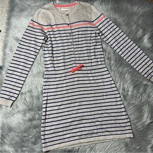 Johnnie B Girls Gold Blue Metallic Striped Knit Long Sleeve Dress 13-14y